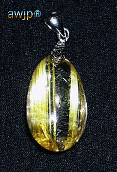 天然石ペンダントトップ・金色針水晶pr-076