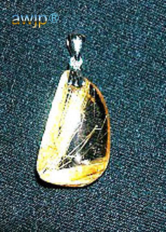 天然石ペンダントトップ・金色針水晶pr-077