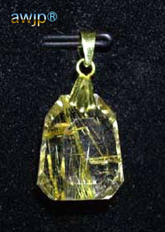 天然石ペンダントトップ・金色針水晶pr-084