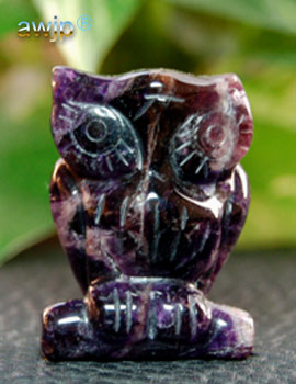 紫水晶アメシスト 梟(ふくろう-フクロウ) Q-10-21