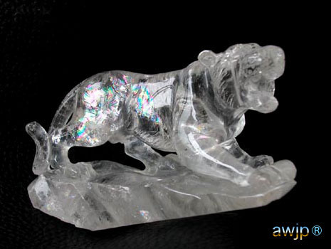 天然水晶 虎の置物-彫刻物 Q-24-1