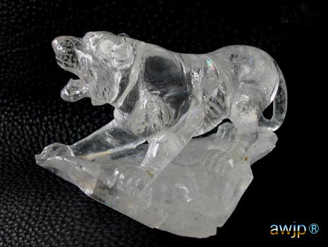 天然水晶 虎の置物-彫刻物 Q-24-2